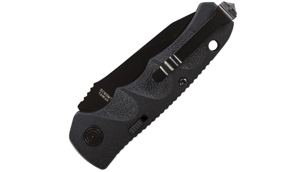 Schrade SC60MB, BLK Alum. Handle, Drop Point, BLK ComboEdge, SC60MBS