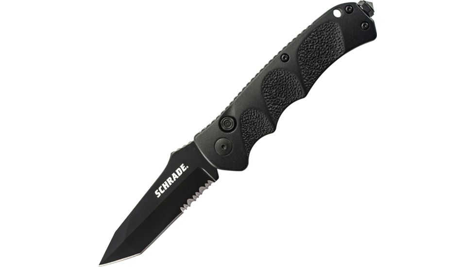 Schrade Extreme Survival, 4 3/8in., Partially serrated tanto blade, Black Teflon coated stainless blade SCH60BTS