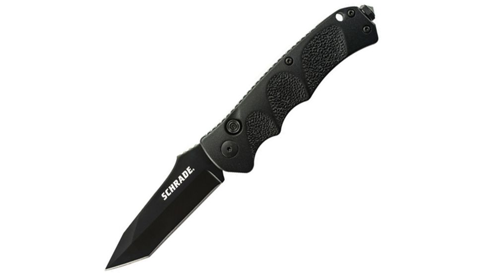 Schrade Extreme Survival, 4 3/8in., Standard edge tanto blade, Textured black T-6061 aluminum handle SCH60BT