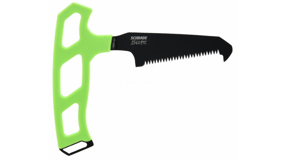Schrade Isolate Compact Bone Saw, 3in, SK5 Steel, Black/Green TPR Handle, 1184040