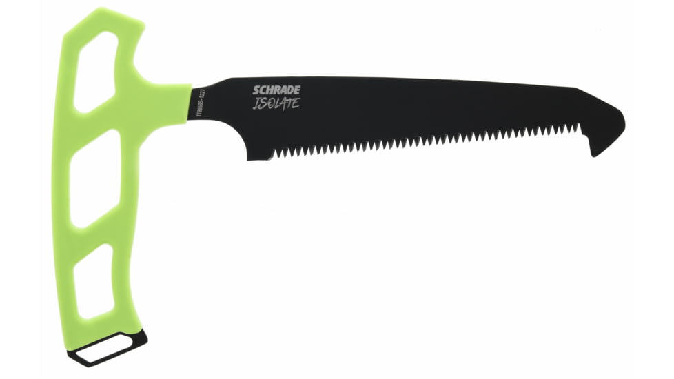 Schrade Isolate Large Bone Saw, 5in, SK5 Steel, Black Oxide Blade, Black/Green Handle, 1159294