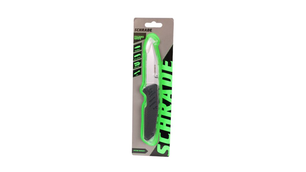 Schrade Knife Black Aluminum W/green Bb 3'' Tanto Blade