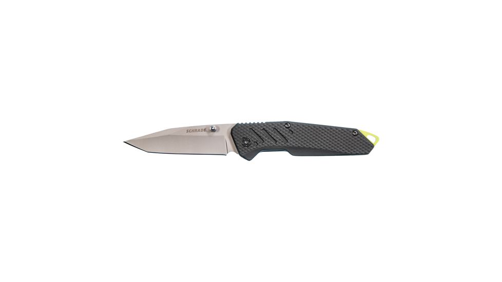 Schrade Knife Black Aluminum W/green Bb 3'' Tanto Blade