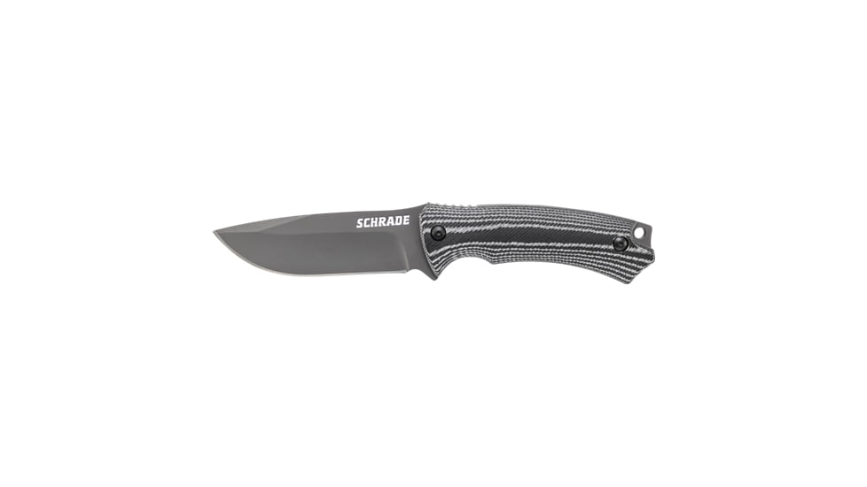 Schrade Medium Sized Full Tang Fixed Blade Knives, 4.1 in, 8Cr13MoV Stainless Steel, Drop Point, Grey/Black, Micarta, SCHF61CP