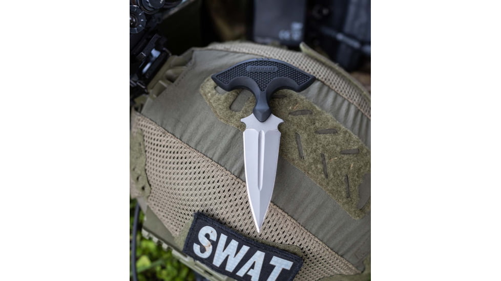 Schrade MOE Fixed Blade, 3in, AUS-10 Blade, Titunium Nitride Push Dagger Blade, Blade Rubberized Handle, 1182518