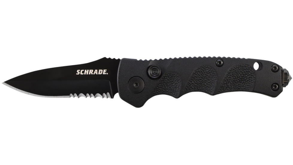 Schrade SC60MB, BLK Alum. Handle, Drop Point, BLK ComboEdge, SC60MBS