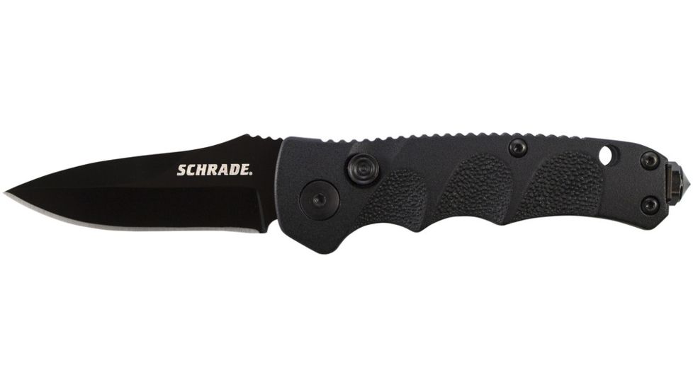 Schrade SC60MB, BLK Alum. Handle, Drop Point, BLK Plain, SC60MB