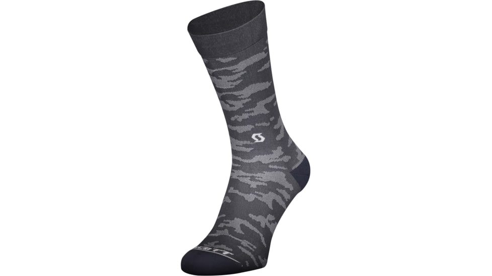 SCOTT Trail Camo Crew Socks, Dark Grey/White, Extra Large, 2752431067049-XL