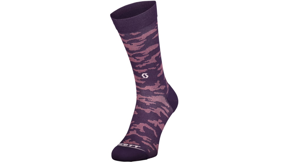 SCOTT Trail Camo Crew Socks, Dark Purple/White, Extra Large, 2752433729049-XL
