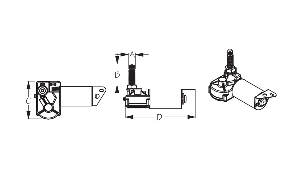 Sea-Dog MRV Wiper Motor - 110 deg Sweep, 2.5 Shaft Length, Black, 412121B-3