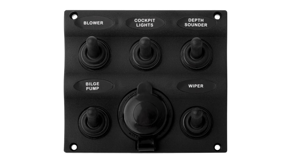 Sea-Dog Nylon Switch Panel - Water Resistant - 5 Toggles w/Power Socket 79026