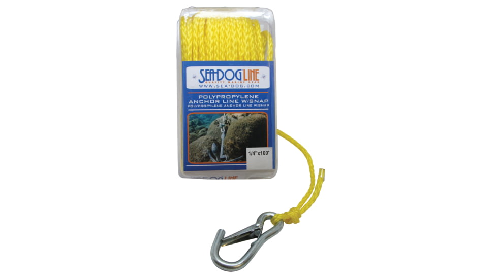 Sea-Dog Polypropylene Anchor Line With Snap 1/4in x 50ft, Yellow, 304206050YW-1