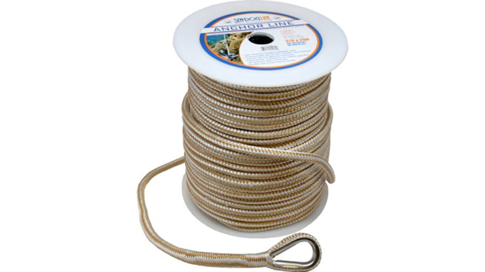 Sea-Dog Premium Double Braided Nylon Anchor Line - 3/8in x 60', Gold/White, 302110060G/W-1