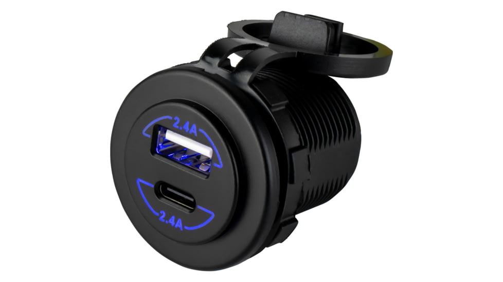 Power Socket Above Sea-Dog Round Dual USB & USB-C Power Socket 426516-1 — CampSaver