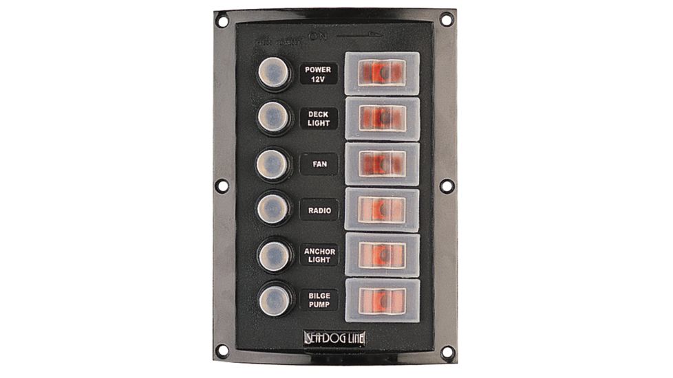 Sea-Dog Splash Guard Circuit Breaker Panel - 6 Circuit 79023