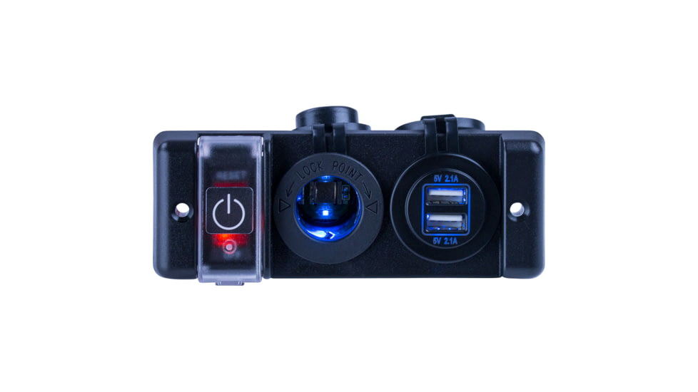 Sea-Dog USB &amp; Power Socket Panel w/Breaker Switch Double 77185