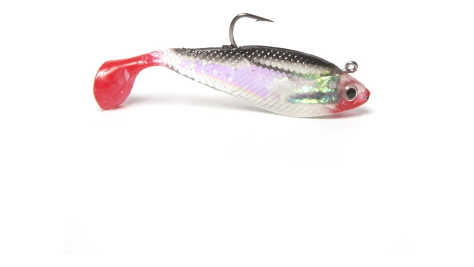 Sea Striker 3" Rigged Swim Shad 5 Pack Black Back/Red Tail, SSWMSHD3-05