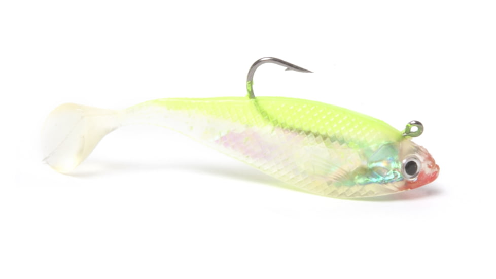 Sea Striker 3" Rigged Swim Shad 5 Pack Chartreuse/Red Mouth, SSWMSHD3-04