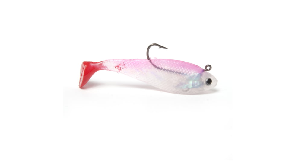 Sea Striker 3" Rigged Swim Shad 5 Pack Pearl Shad/Pink Back/Red Tail, SSWMSHD3-06