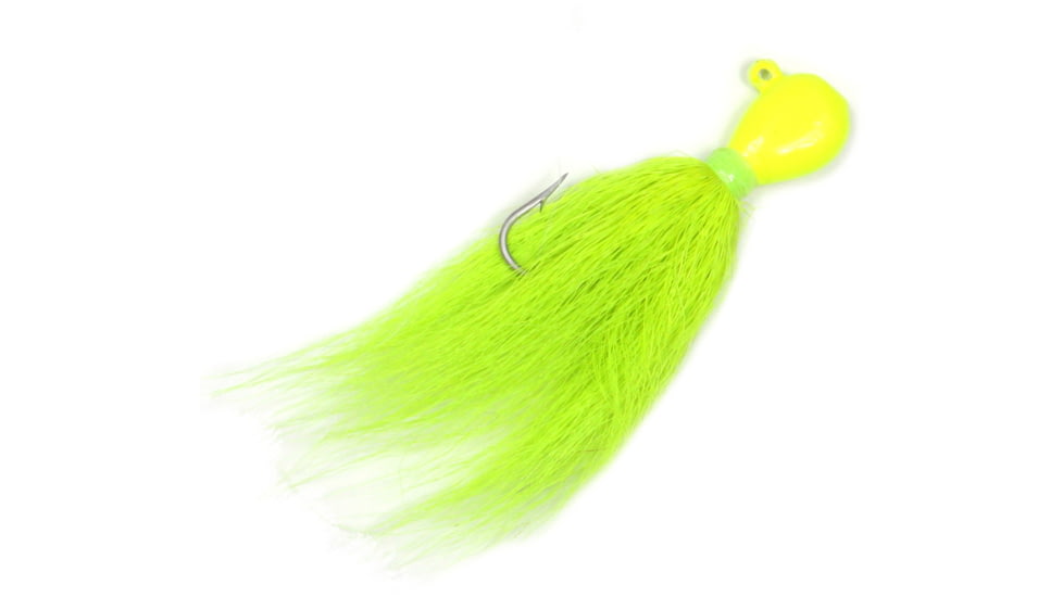 Sea Striker Bucktail Bean Jig 1/2 oz, 2/0 Hook, Chartreuse Head/Chartreuse Tail, 2/Pack, T12CH