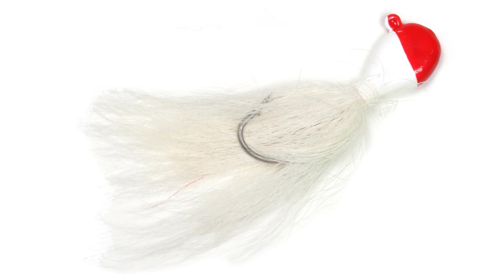 Sea Striker Bucktail Bean Jig 1/2 oz, 2/0 Hook, Red/White Head/White Tail, 2/Pack, T12RW