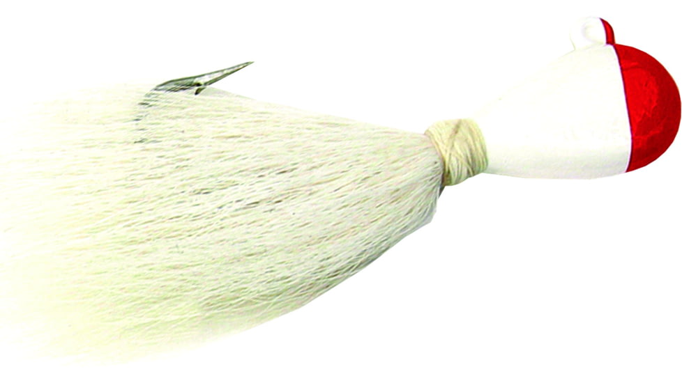 Sea Striker Bucktail Bean Jig 1 oz, 6/0 Hook, Red/White Head/White Tail, 2/Pack, T1RW