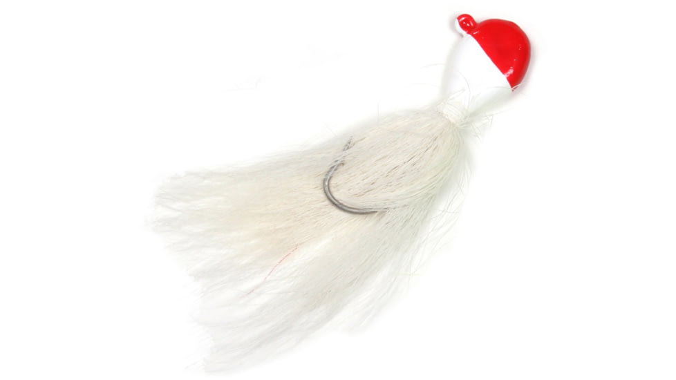 Sea Striker Bucktail Bean Jig 3/4 oz, 4/0 Hook, Red/White Head/White Tail, 2/Pack, T34RW