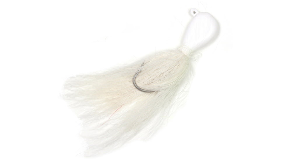 Sea Striker Bucktail Bean Jig 3/4 oz, 4/0 Hook, White Head/White Tail, 2/Pack, T34W