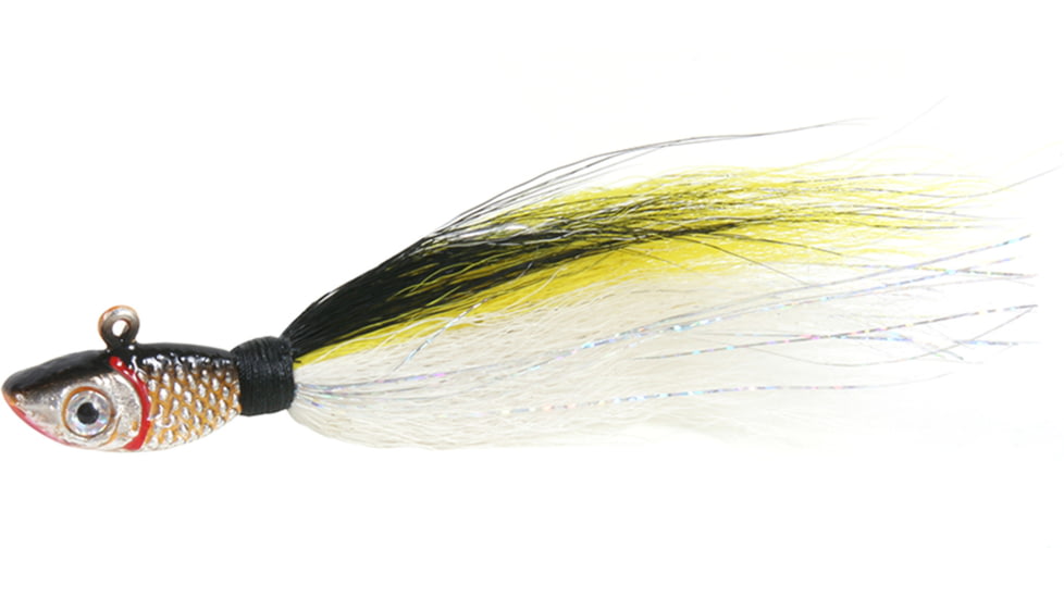 Sea Striker Bucktail Jig with Rattle and Grub Keeper, Bunker, 5/0 Hook, SSBTJR12-BKR