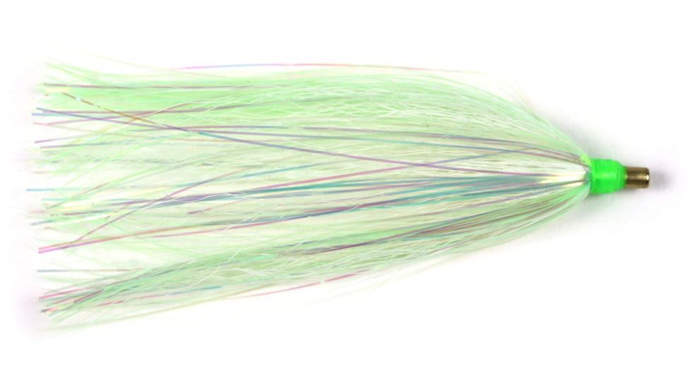 Sea Striker Bucktail Teaser, 3in, White/Chartreuse Mylar 100/Bag, BTWCM-100