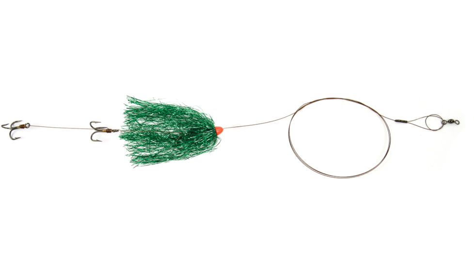 Sea Striker Carolina Live Bait King Rig Coated Wire, 2/0 Nose Hook, 2-4X #4 Trebles Green Duster, DLBR-GR