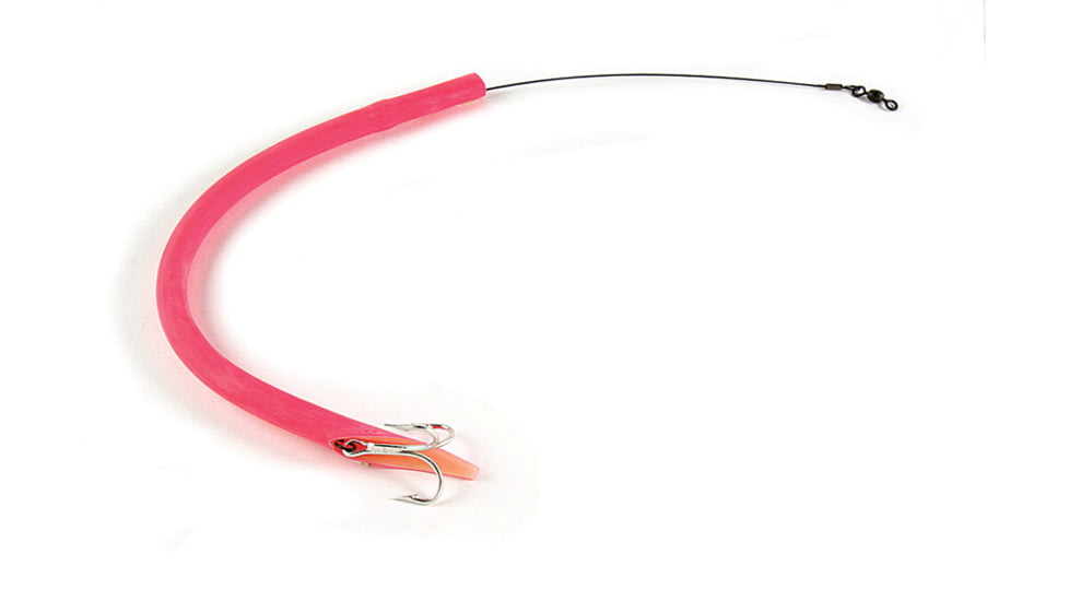 Sea Striker Cuda Tube, 12" Single 2/0 Treble Hook, 60 Lb Sealon Wire, Fluorescent Pink, CT12P