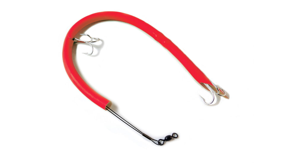 Sea Striker Deluxe Cuda Tube 14", Two 2/0 Treble Hooks, 60 Lb Sealon Wire, Fluorescent Red, CT14R