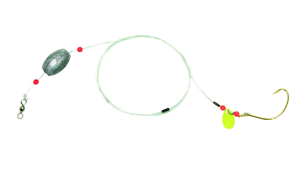 Sea Striker Flounder/Fluke Rig, 3/4 oz Egg Sinker, Chartreuse Blade Sz 1 Gold Wide G, F4-34C