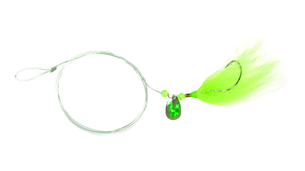 Sea Striker Fluke Killer Rig Chartreuse Silver Blade 1/0 Nickel Wide Gap Hook, FK02
