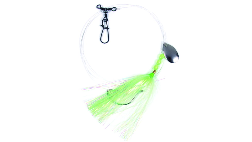 Sea Striker Fluke Rig 2/0 Wide Gap 3-Way &amp; Snap Chartreuse Mylar, N8564-CHM