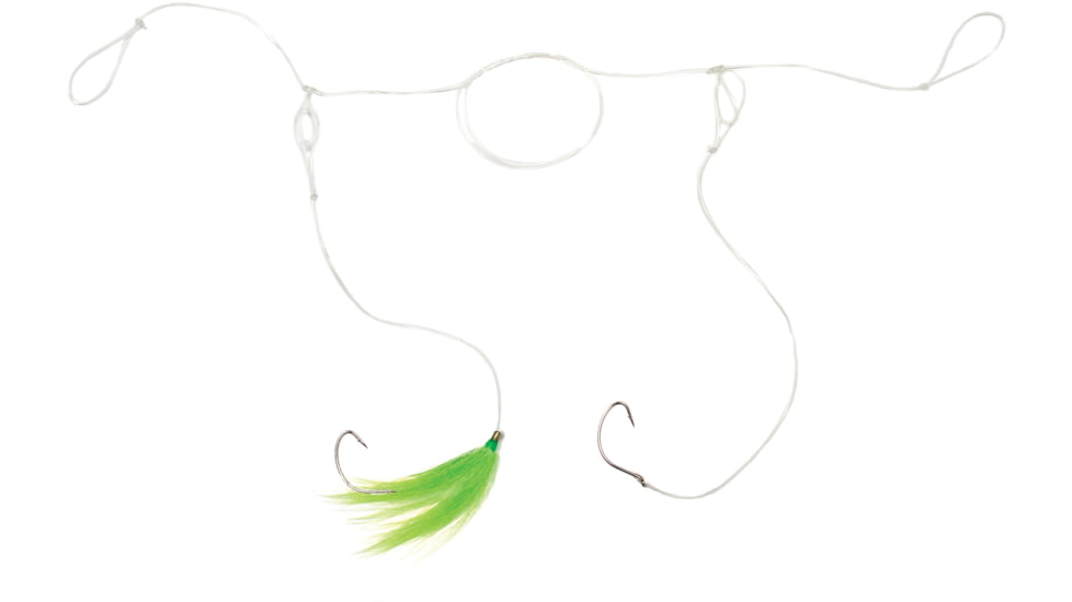 Sea Striker Pop Rig Fluke/Flounder Rig, 2-1/0 Nickel Wide Gap Hooks,50 Lb Mono, Chartreuse Bucktail, PR02