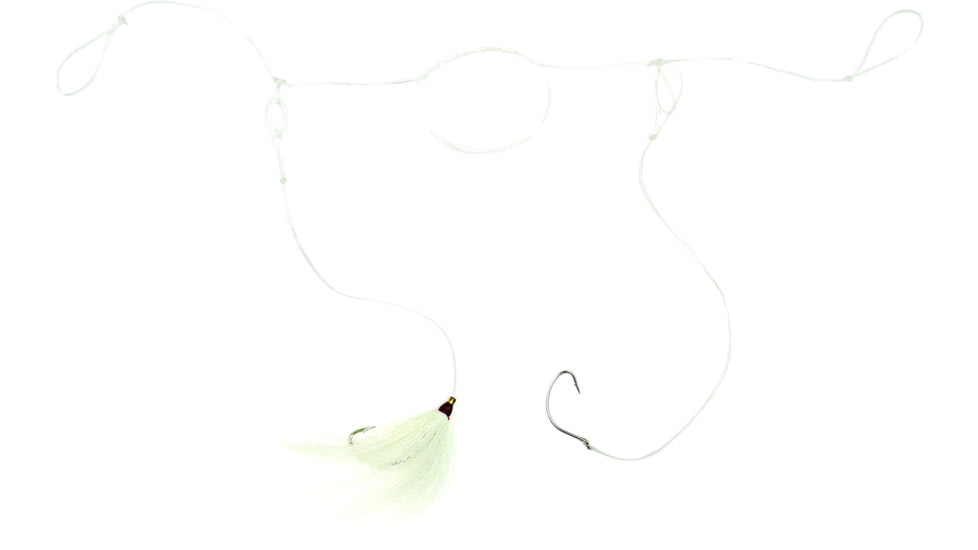 Sea Striker Pop Rig Fluke/Flounder Rig, 2-1/0 Nickel Wide Gap Hooks,50 Lb Mono, White Bucktail, PR01