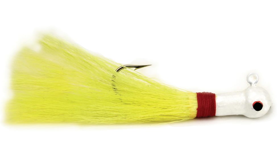 Sea Striker Popeye Bucktail Jig, 1/2 oz, 4/0 Hook, White Head/Chartreuse Tail, 2/Pack, P12WC