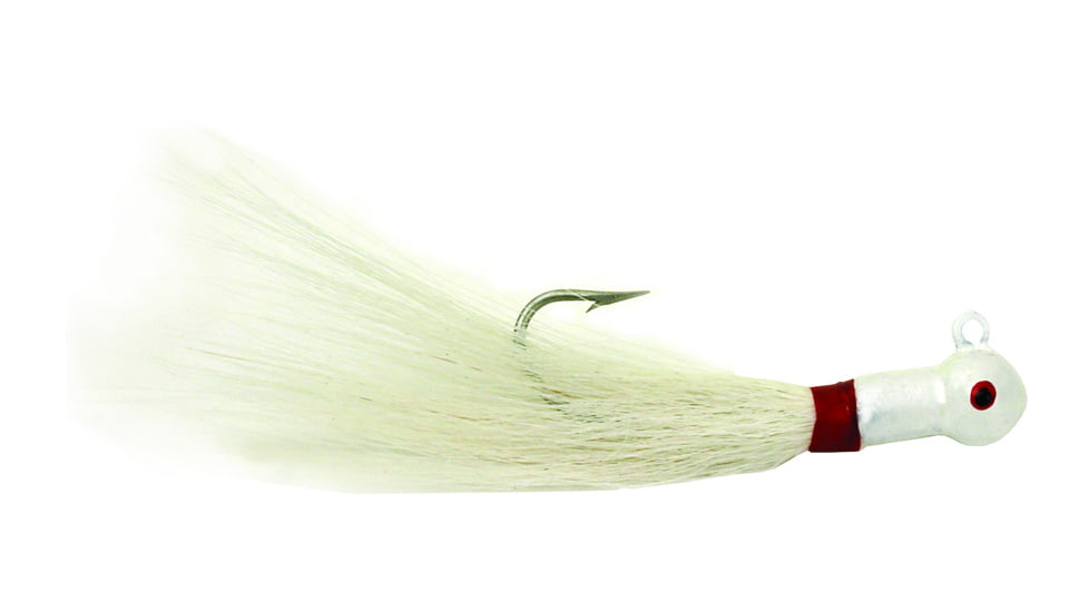 Sea Striker Popeye Bucktail Jig, 1/4 oz, 7/0 Hook, White Head/White Tail, 6/Pack, PE14W6