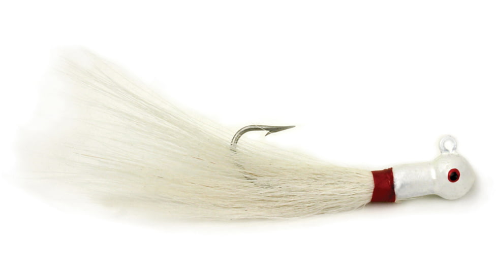 Sea Striker Popeye Bucktail Jig, 1 oz, 7/0 Hook, White Head/White Tail, 2/Pack, PE1W