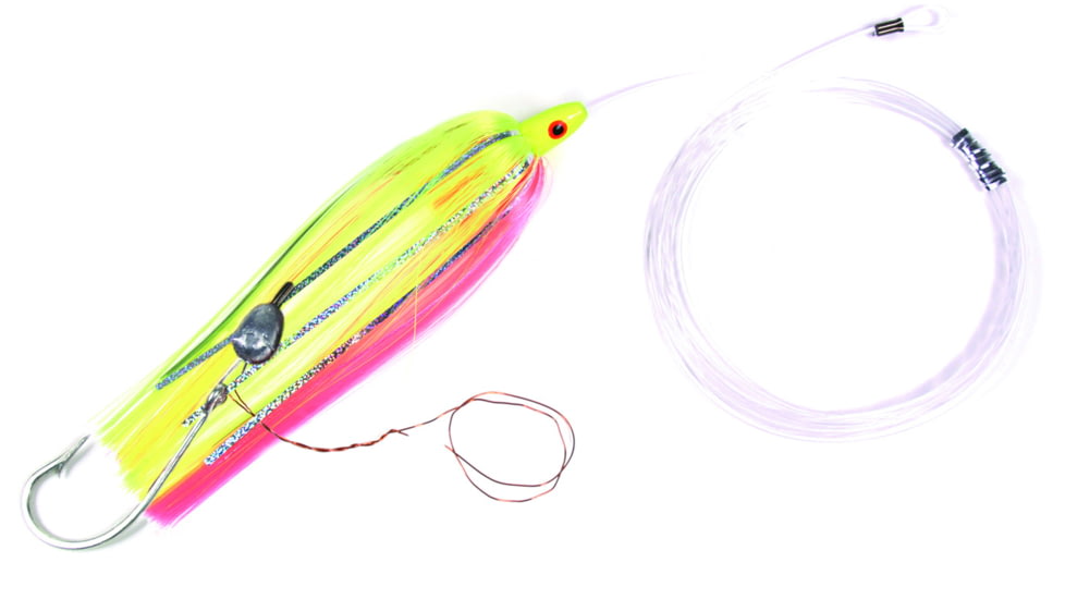 Sea Striker Rigged Ballyhoo Lure, 3/8 oz Head, 1/2 oz Egg Lead, Chartreuse/Pink, SB38R-CPK