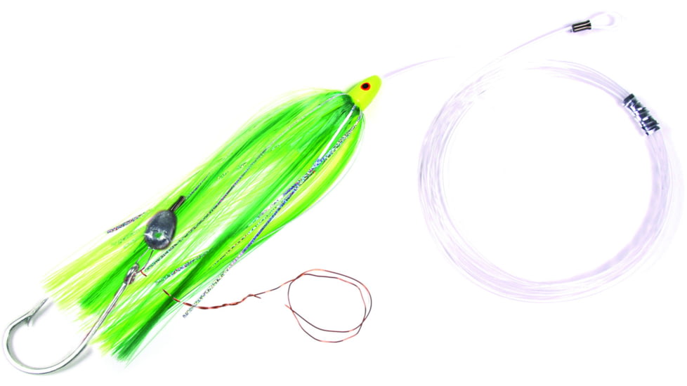 Sea Striker Rigged Ballyhoo Lure, 3/8 oz Head, 1/2 oz Egg Lead, Green/Chartreuse, SB38R-GC