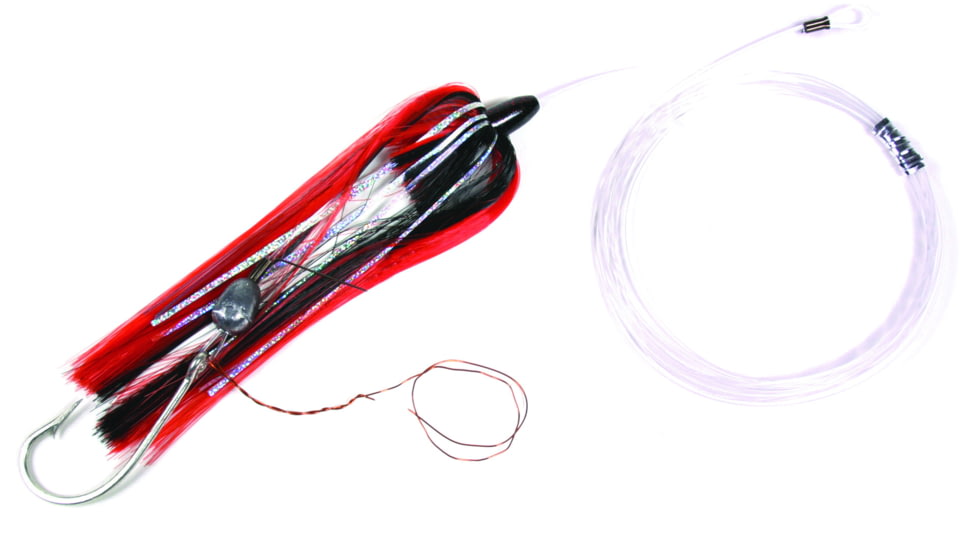 Sea Striker Rigged Ballyhoo Lure, 3/8 oz Head, 1/2 oz Egg Lead, Red/Black, SB38R-RBK