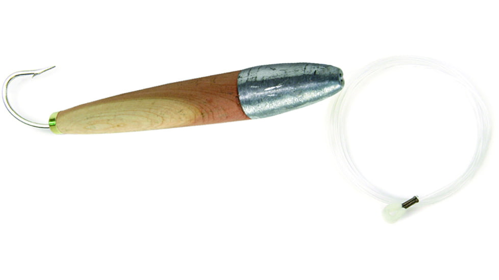 Sea Striker Rigged Cedar Plug 4", 8/0 Hook, 8 ft 100 Lb Mono Leader, Unpainted/Natural, 490