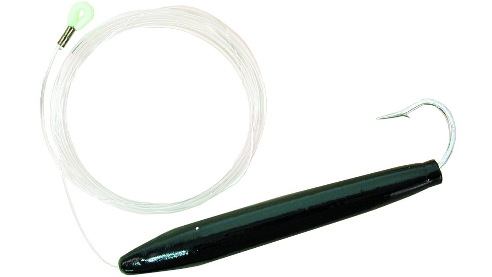 Sea Striker Rigged Cedar Plug 6", 10/0 Hook, 8 Ft 150 Lb Mono Leader, Black/Black, 892