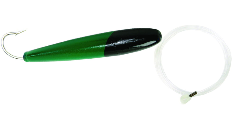 Sea Striker Rigged Cedar Plug 6", 10/0 Hook, 8 Ft 150 Lb Mono Leader, Black/Fluorescent Green, 896