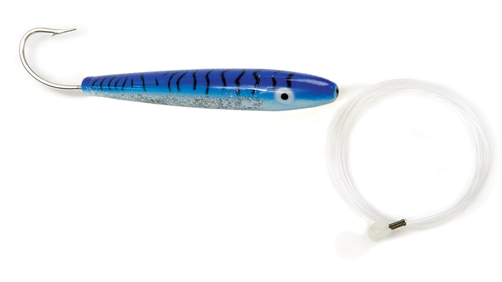 Sea Striker Rigged Cedar Plug 6", 10/0 Hook, 8 Ft 150 Lb Mono Leader, Blue Mackerel, 6077R