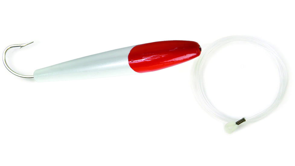 Sea Striker Rigged Cedar Plug 6", 10/0 Hook, 8 Ft 150 Lb Mono Leader, Red/White, 891