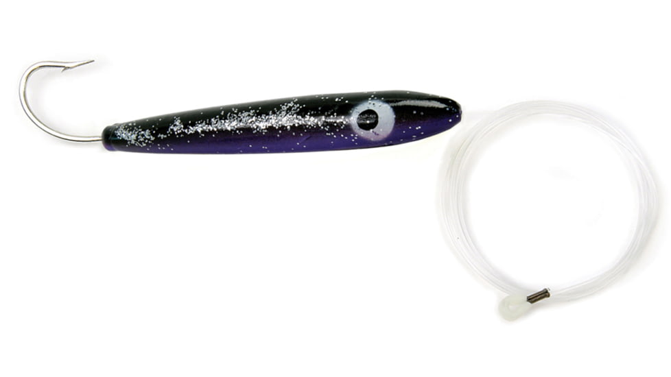 Sea Striker Rigged Cedar Plug 8", 10/0 Hook, 8 Ft 150 Lb Mono Leader, Black/Purple, 7531R